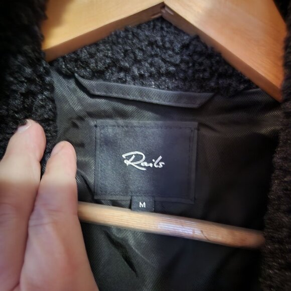 Rails Connie Button Front Black Teddy Womens Size Medium MRSP $348 - Picture 6 of 6